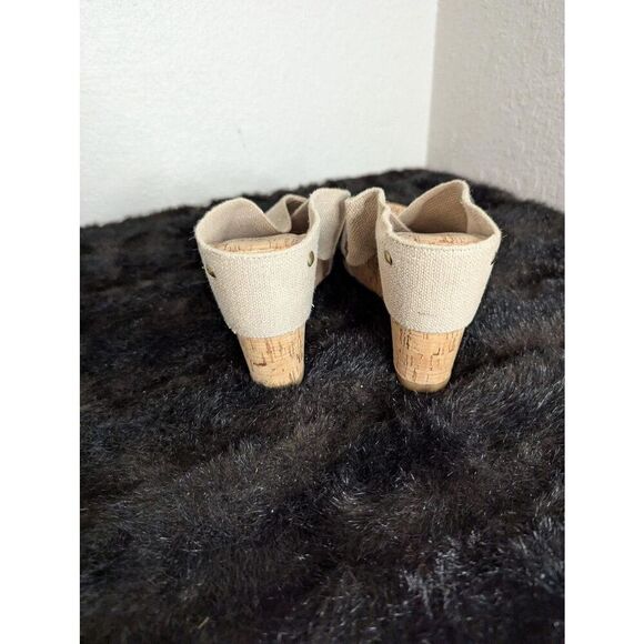 LUCKY BRAND Beige Straps MILLER 2 Open Toe Cork Wedge Platform Sandal Sz 7 - Picture 3 of 7